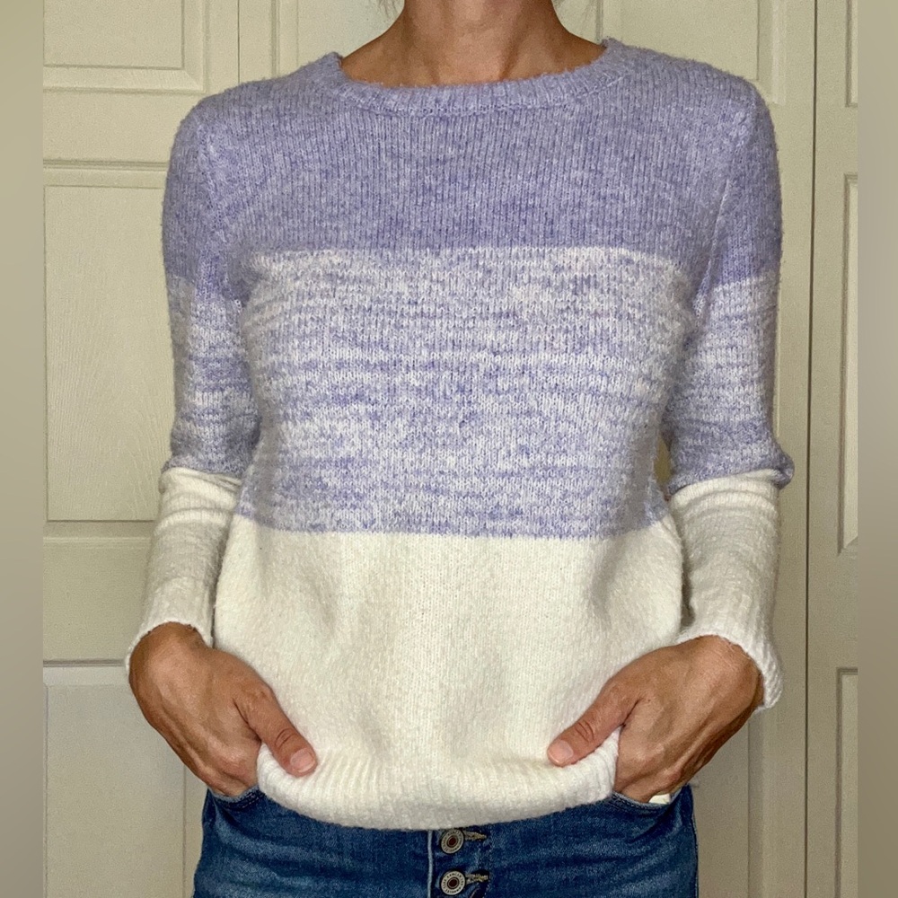 Cupcakes & Cashmere Lavender and Cream Turtleneck Sweater